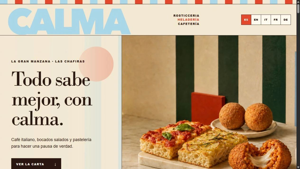 Identità e menu pubblico · CALMA